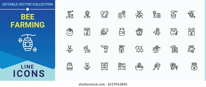 Coleção de ícones da apicultura. Pacote de natural, abelhas, saudável, pente, doce e muito mais. Conjunto de ícones vetoriais Bee And Honey. Coleções de vetores minimalistas. Pixel perfeito. Vetor editável.