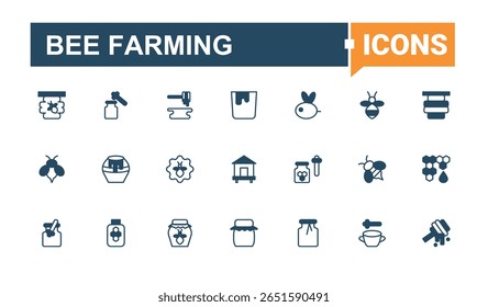 Bee Farming vector line icon set. Includes thin line symbols beekeeping, hive, bee, food and more. Honey And Bee icon set. Minimalist icons collection. Editable stroke vector art.