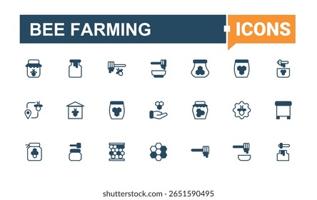 Bee Farming vector line icon set. Includes thin line symbols beekeeping, hive, bee, food and more. Honey And Bee icon set. Minimalist icons collection. Editable stroke vector art.