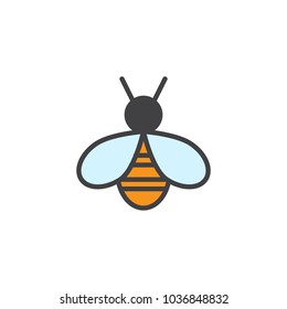 Bee filled outline icon, line vector sign, linear colorful pictogram isolated on white. Honeybee symbol, logo illustration. Pixel perfect vector graphics