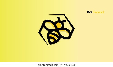 Bee financial, BEE coin crypto currency logo banner, wallpaper on isolated background.