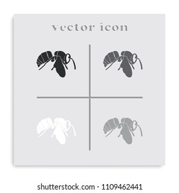 Bee flat black and white vector icon.