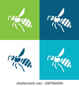 Bee Flat cuatro colores mínimo conjunto de iconos