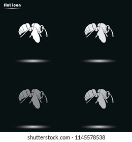 Bee flat grayscale vector icon.