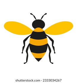 Bee flat icon isolated on white background. Insect. Vector illustration