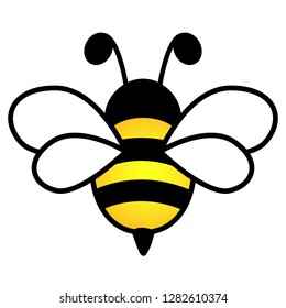 Bee flat icon.  Lovely design of a yellow and black bee on a white background