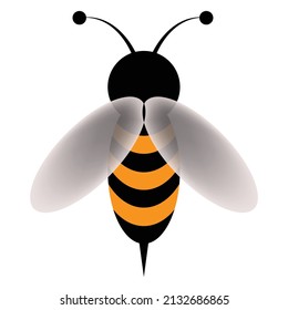Bee flat icon. Lovely design of a yellow and black bee on a white background.