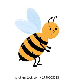 Bee flat illustration. Honey bee cartoon.Children's illustration. Vector image