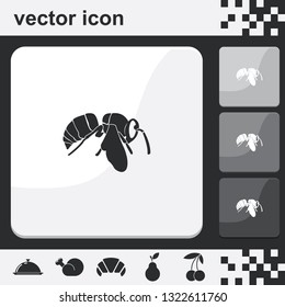 Bee flat set of buttons vector icon.