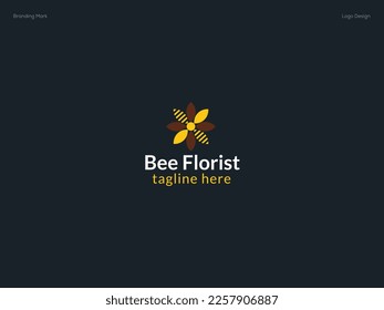 Bee Florist logo design vector