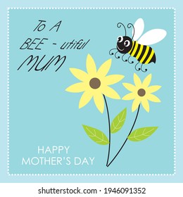 Bee and flower illustration for mother's card