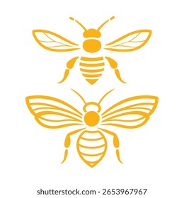 bee and flower logo, Bee line art Set, vector file	