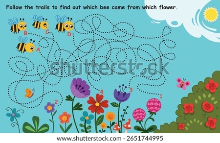 Bee and Flower Matching Puzzle - Fun Spring Activity for Kids

