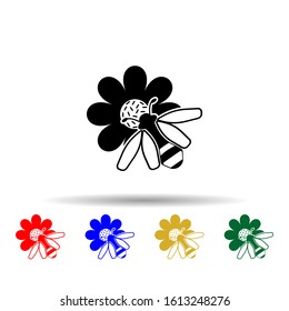 bee and flower multi color style icon. Simple glyph, flat vector of beekeeping icons for ui and ux, website or mobile application