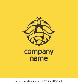 Bee and Flower, Nectar Logo Template, Bee logo design with globe symbol .vector