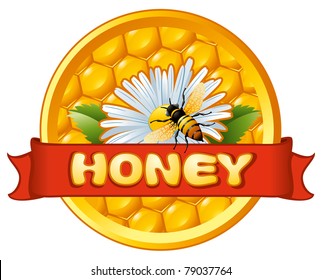 Bee and flower on honeycomb. Background for you design.