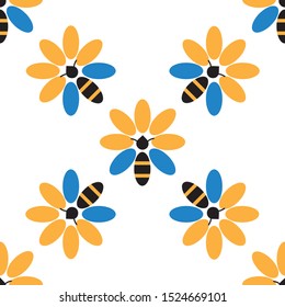 Bee and flower seamless pattern(texture 10).