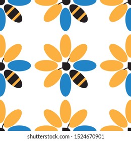 Bee and flower seamless pattern(texture 2).