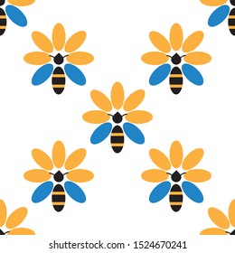 Bee and flower seamless pattern(texture 5).