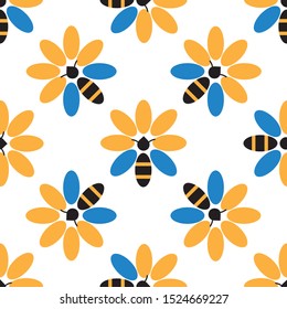 Bee and flower seamless pattern(texture 9).