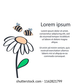 Bee and flower. Stylized bee and flower. Vector illustration.