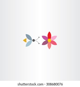 bee and flower symbol vector logo label