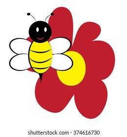 bee and flower - vector illustrator