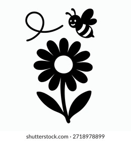Símbolo Natural de Polinização por Vetor de Abelhas e Flores