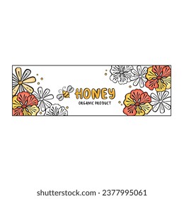 Bee in flowers, banner, vector illustration