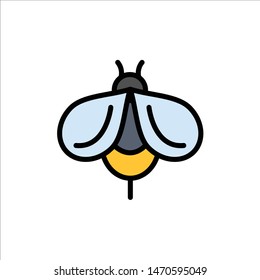 Bee, Fly, Honey, Bug  Flat Color Icon. Vector icon banner Template. Vector Icon Template background