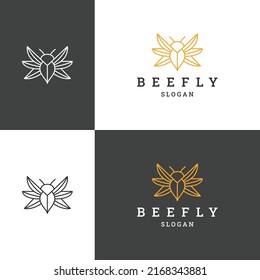 Bee fly logo icon flat design template 