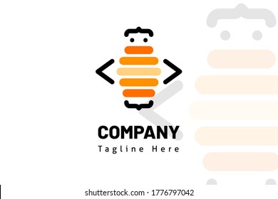 bee fly logo illustration template for developer, website, coding development, lab tech, fin tech, technology