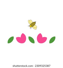 Bee flying around flower, bees support the growth of trees and plants, critical to the environment.