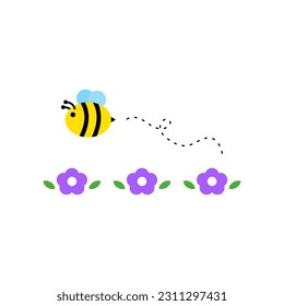 Bee flying around flower, bees support the growth of trees and plants, critical to the environment.