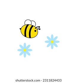 Bee flying around flower, bees support the growth of trees and plants, critical to the environment.