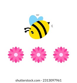Bee flying around flower, bees support the growth of trees and plants, critical to the environment.