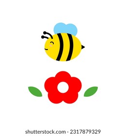 Las abejas volando alrededor de la flor, las abejas apoyan el crecimiento de árboles y plantas, críticas para el medio ambiente.