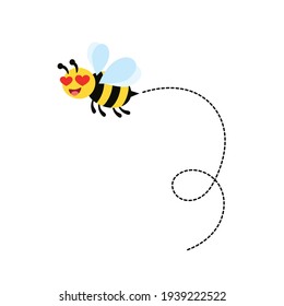 Abejas volando buscando y recogiendo miel. Icono de ilustración vectorial de abejas de miel.