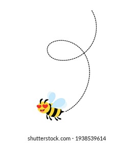 Bee flying around looking for honey and collecting honey in hive vector illustration and icon