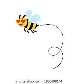 Abejas volando en busca de miel y recolectando miel en la ilustración de un vector de colmena e icono
