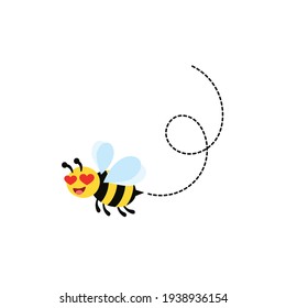 Bee flying around looking for honey and collecting honey in hive vector illustration and icon