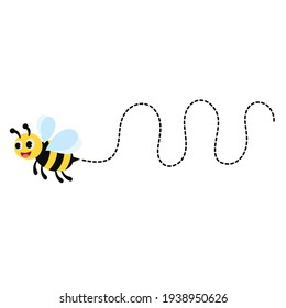 Bee flying around looking for honey and collecting honey in hive vector illustration and icon