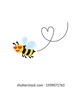 Bee flying around looking for honey and collecting honey in hive vector illustration and icon
