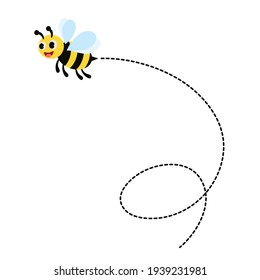 Abejas volando en busca de miel y recolectando miel en la ilustración de un vector de colmena e icono