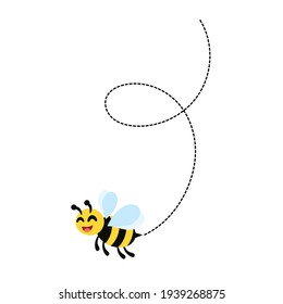 Bee flying around looking for honey and collecting honey in hive vector illustration and icon