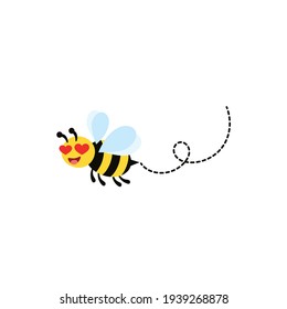 Bee flying around looking for honey and collecting honey in hive vector illustration and icon