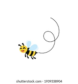 Bee flying around looking for honey and collecting honey in hive vector illustration and icon