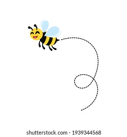 Bee flying around looking for honey and collecting honey in hive vector illustration and icon