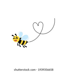 Bee flying around looking for honey and collecting honey in hive vector illustration and icon