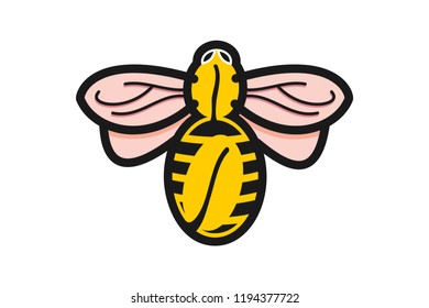 Bee Flying and coffee bean logo Designs Inspiration Isolated on White Background